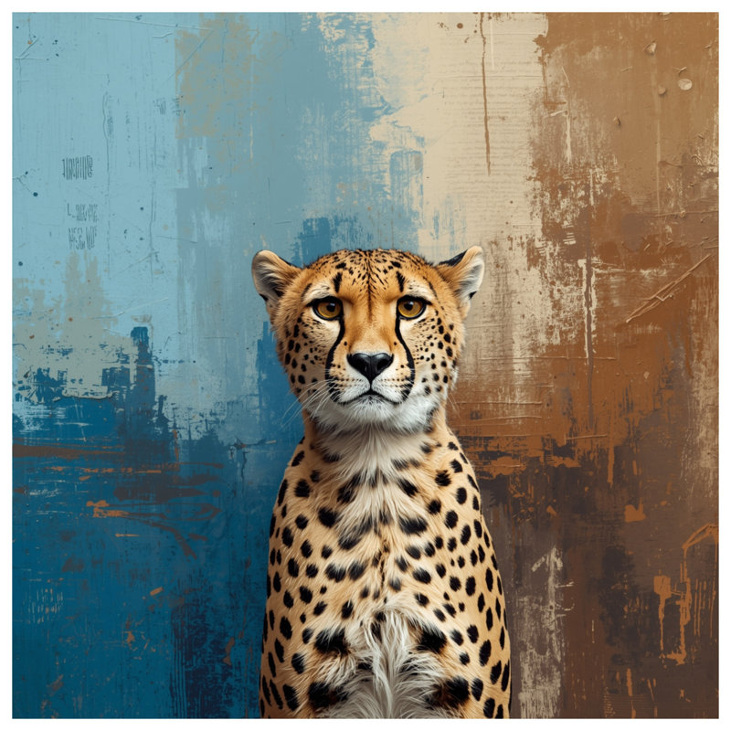 Coussin Guépard sur fond texturé, 18 x 18 pouces
