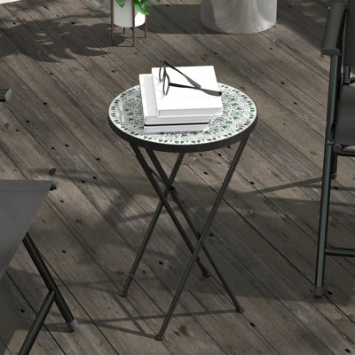Round Metal Folding Outdoor Side Table , 35.5cm W 35.5cm D