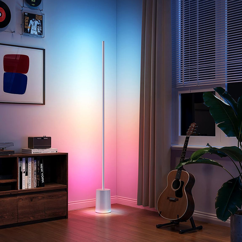 Lampe sur pied à DEL avec Alex pour le salon, Argent argent