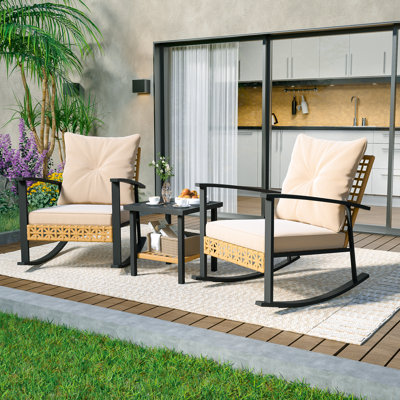 Chaise berçante avec coussins 3 pièces