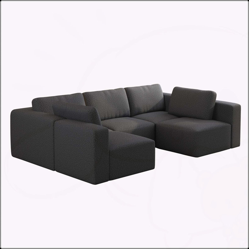 Canapé-lit modulaire Boneless avec méridienne et repose-pieds, ensemble convertible en forme de U, éponge compressée (Combo 3A + 2B)