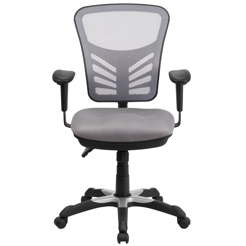 Siyer Mid-Back Mesh Ergonomic Office Chair with Adjustable Arms, Gray, Black
