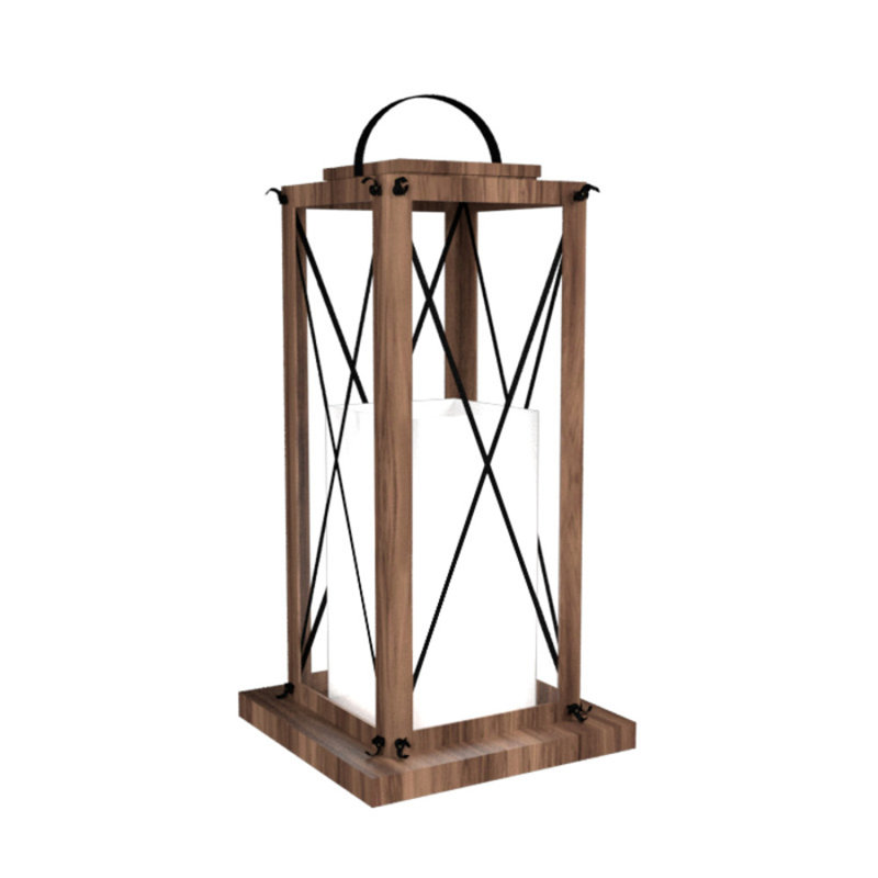 White and Walnut Contemporary Floor Lamp with Veneer Finish