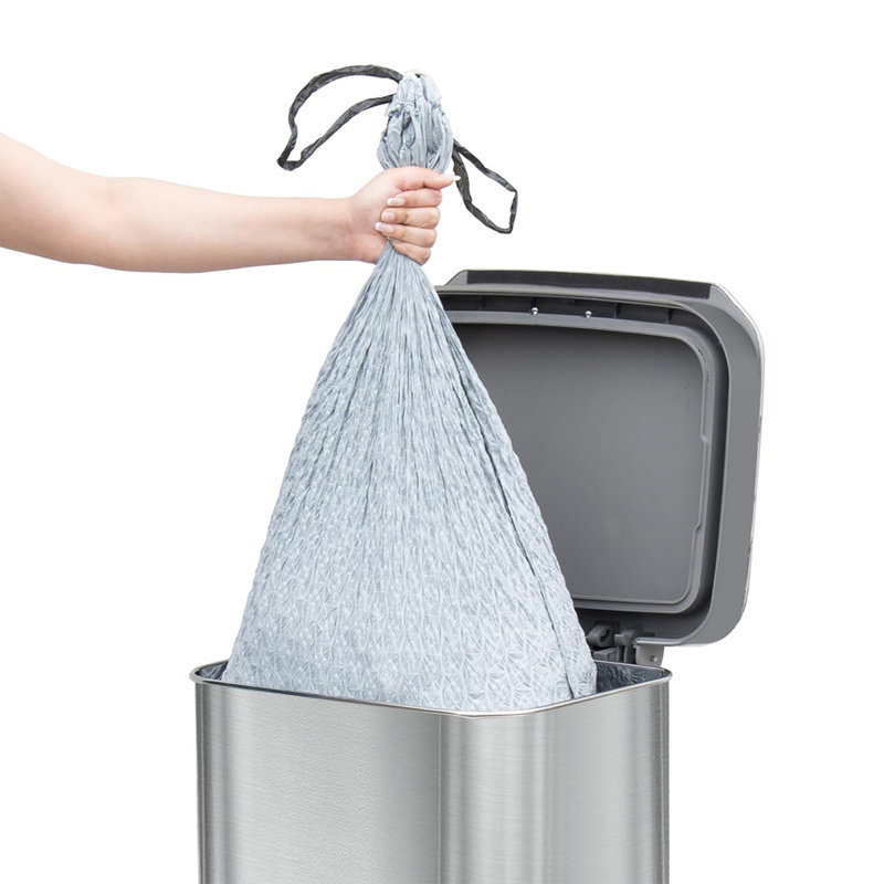 Glad Step Trash Can, Series 2 Soft Close Bin with Odor Protection, 13 Gal, Metal, 13 Gal, Silver