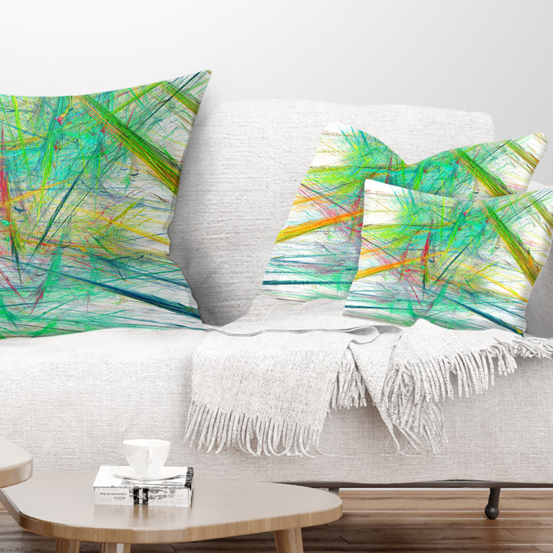 Coussin lombaire abstrait à motif fractal abstrait, Vert