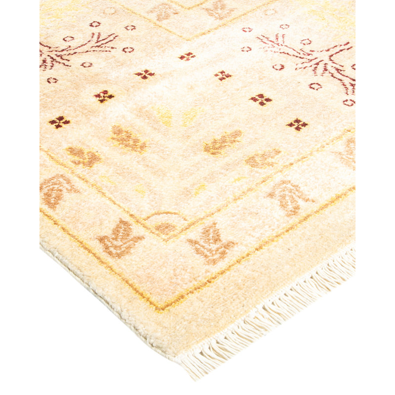 Tapis unique noué à la main Riloh Eclectic - ivoire, 9 pi 1 po x 12 pi 2 po