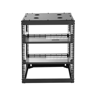 12U Open Frame Network Rack, 23 In Depth, Heavy Duty 4 Post, Vented Shelves, Mounting Hardware, User - Design, For Office Av Setup Wall Mounted Server Strong Weight Capacity, , Offices