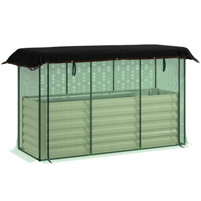 Galvanized Steel Planter Box And Crop Cage With Shade Cloth In Raised Garden Bed - Plant Protector Zippered Doors For Robust Development Sun Blockage Protection System Doors, Ensuring Well Drained