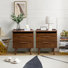 Florrie Mid-Century Modern 3 - Drawer Bedside Table with Charging Station
