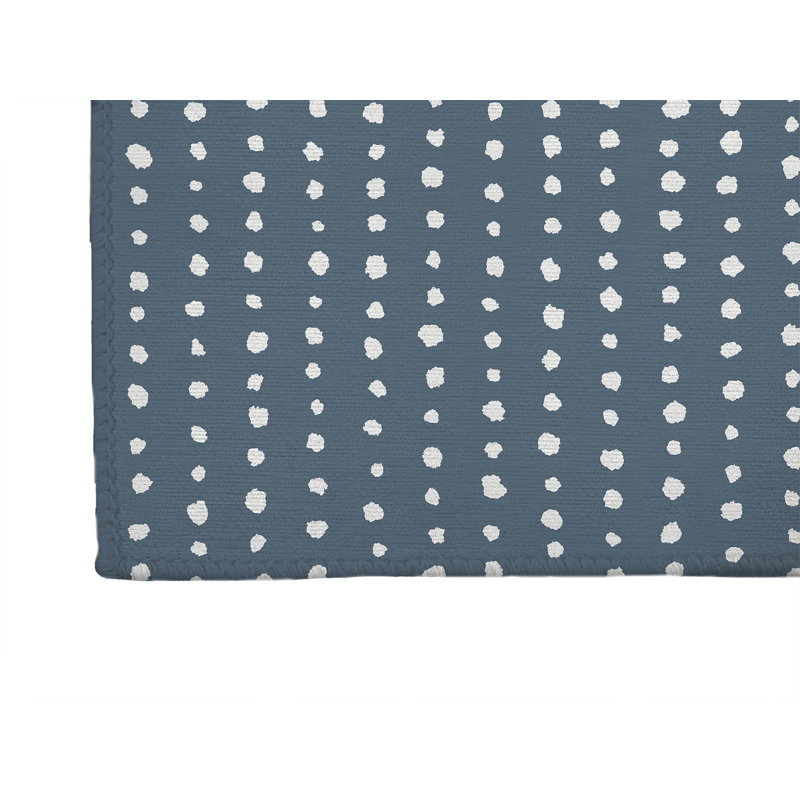 Tapis de cuisine léger Dot Dot, Bleu, Rectangle 5 pi x 7 pi