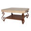 Adrian Coffee Table 40 x 40 w/ Solid Travertine Top & Hand Painted Aluminum Base