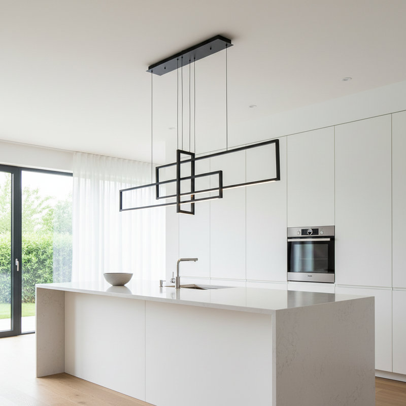 Devontaye 3-Light Square / Rectangle Chandelier Kitchen Island Lighting with Remote Control, 17.7"H x 63"W x 7.87"L