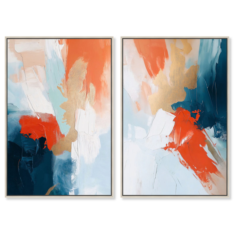 «Bold and Bright Duo», reproduction d'art sur toile encadrée par Art Remedy, cadre argenté, 36 x 54, 55"H x 37"W