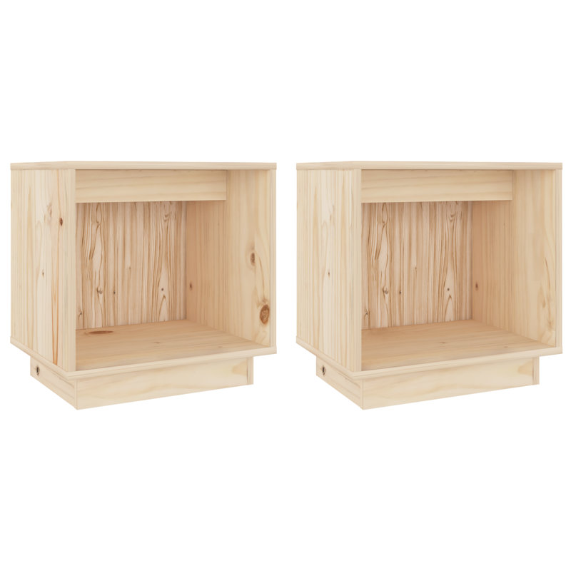 Gela 40cm W Solid Wood Bedside Table, Brown