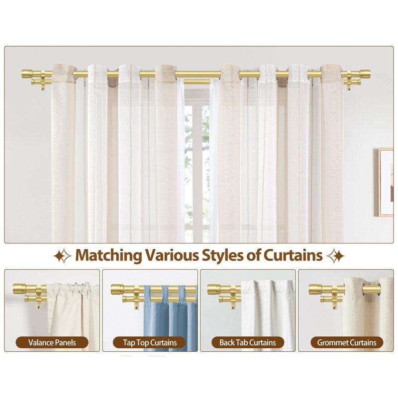 182cm Straight Shower Curtain Pole, Gold