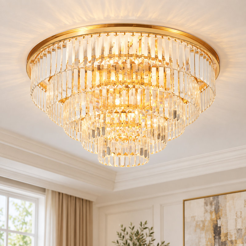 32" Modern 13 - Lights Crystal Flush Mount Lighting Dimmable