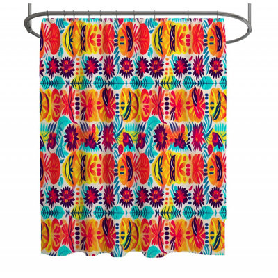 Rideau de douche mexicain - Décoration florale de salle de bain