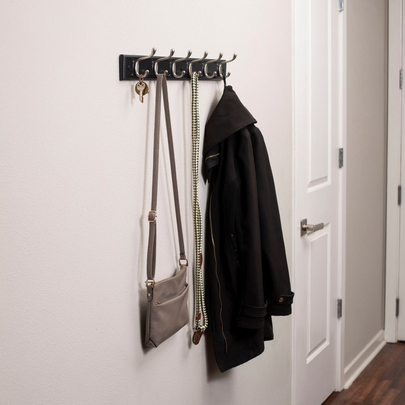 Wall 6 - Hook Wall Mounted Coat Rack, Black
