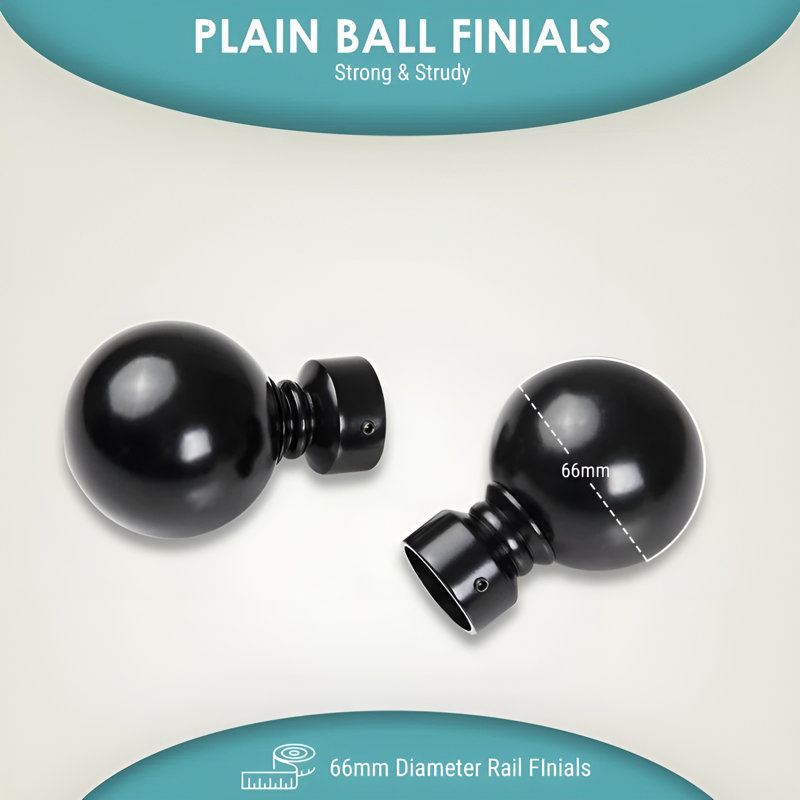 Adjustable 4.5cm Double Curtain Pole, 160cm - 300cm, Matte Black