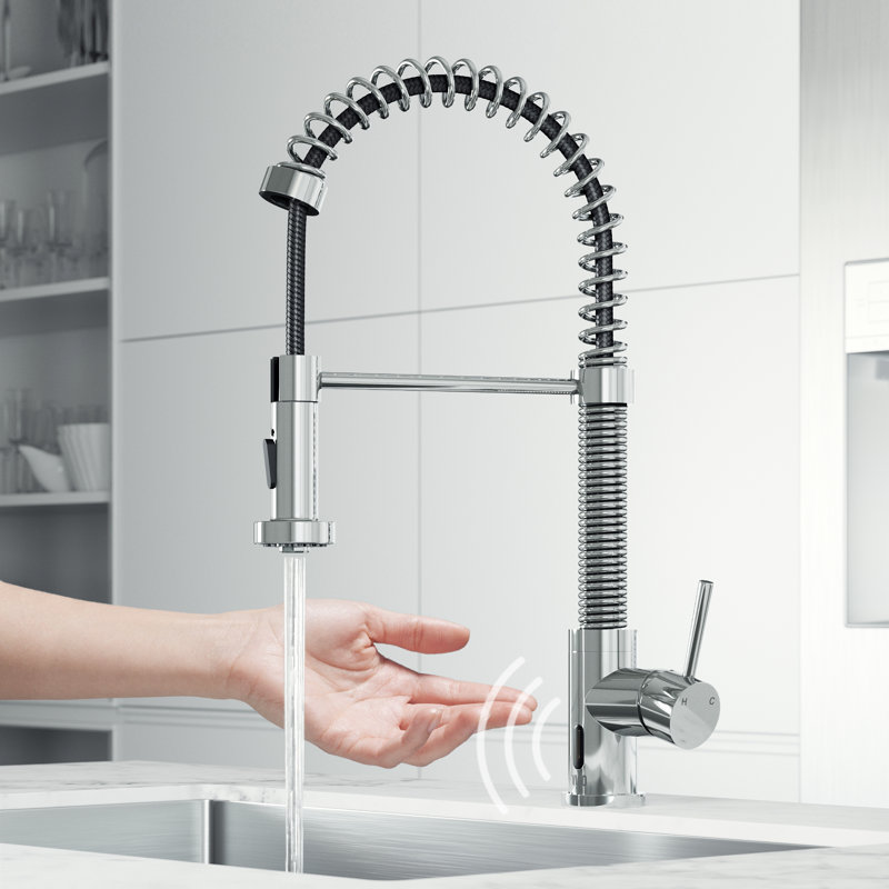 Edison 19" H 1-handle Pull-Down 2-Function Sprayer Touchless Kitchen Faucet, Chrome