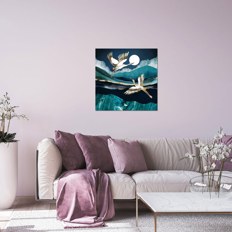 Grues de minuit, impression sur verre acrylique, H 24 po x l 24 po x P 0,25 po