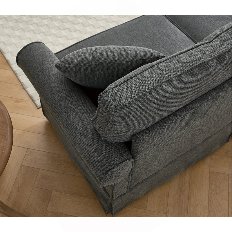 Ensemble de canapé modulaire modulaire, canapé convertible en forme de L, 5 sièges, canapé modulaire réversible, rembourré, canapé d'angle, accoudoirs roulés, tissu en lin doux, gris foncé