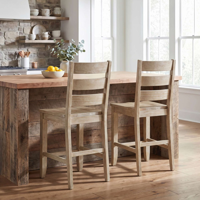 Ensemble de 2 tabourets de bar Sierrafina, Beige / Cannelle