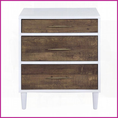 Blanc et blanc Table basse à 3 tiroirs en chêne patiné - beaucoup de rangement pour le salon Chambre à coucher