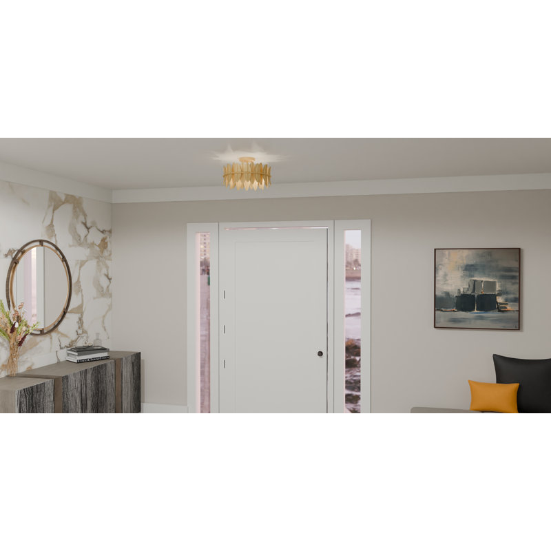 Karnecia 3-Light Gold Leaf Semi-Flush Mount Light