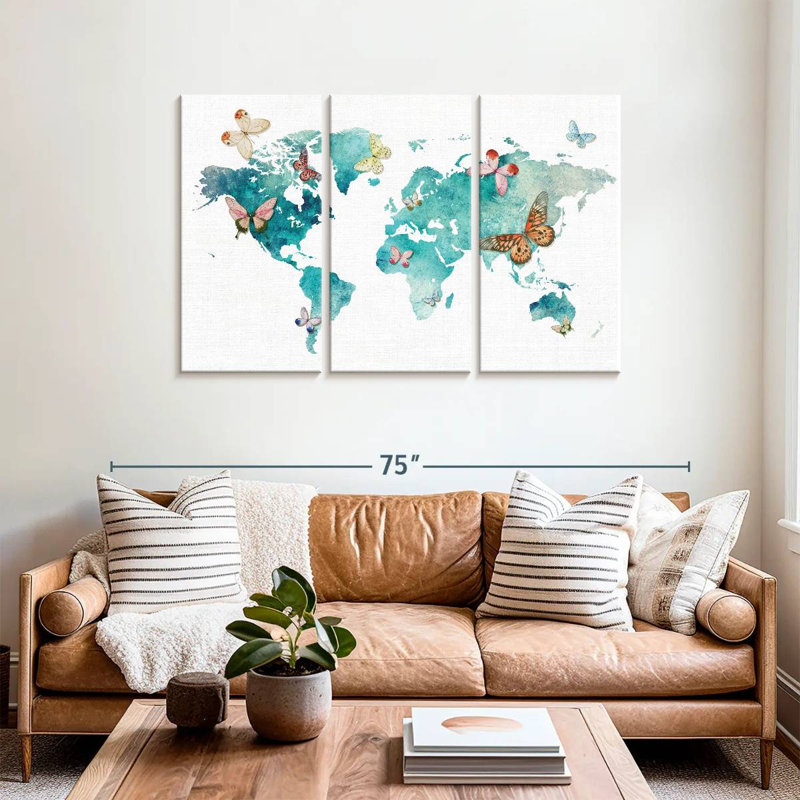 Carte du monde des papillons Aliaz, H 36 po x l 57 po