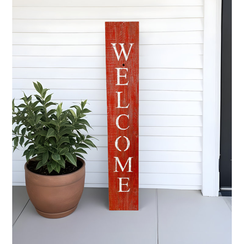 Décoration murale Welcome, Rouge rustique / blanc