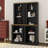 2-Piece Tall Freestanding Cabinet Set With Walnut Top, Open Storage Bookshelf With Curved Design, Anti-Tip Device-1601283340