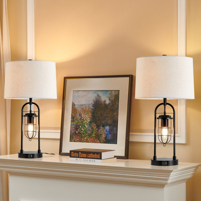 Abdulaziz 26'' Metal USB Table Lamp Set(Bulbs Included)