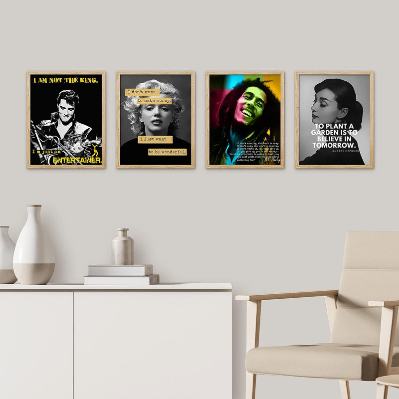 Inspirations de célébrités inspirantes, impression encadrée de 4 pièces, H 16 po x l 12 po x P 1 po, Encadré naturel
