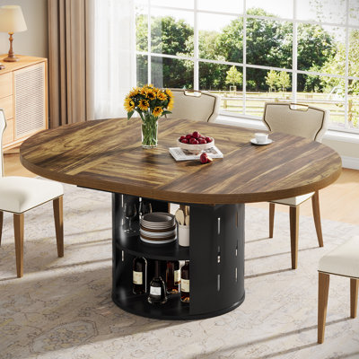 43.3''-59'' Extendable Round Dining Table For 4-6