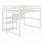 Lit mezzanine double en bois pleine grandeur sans sommier avec bureau et amp; Tablettes blanches pour les petites chambres