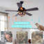 Ventilateur de plafond 52 "en verre coloré style Tiffany avec télécommande, 6 vitesses, réversible