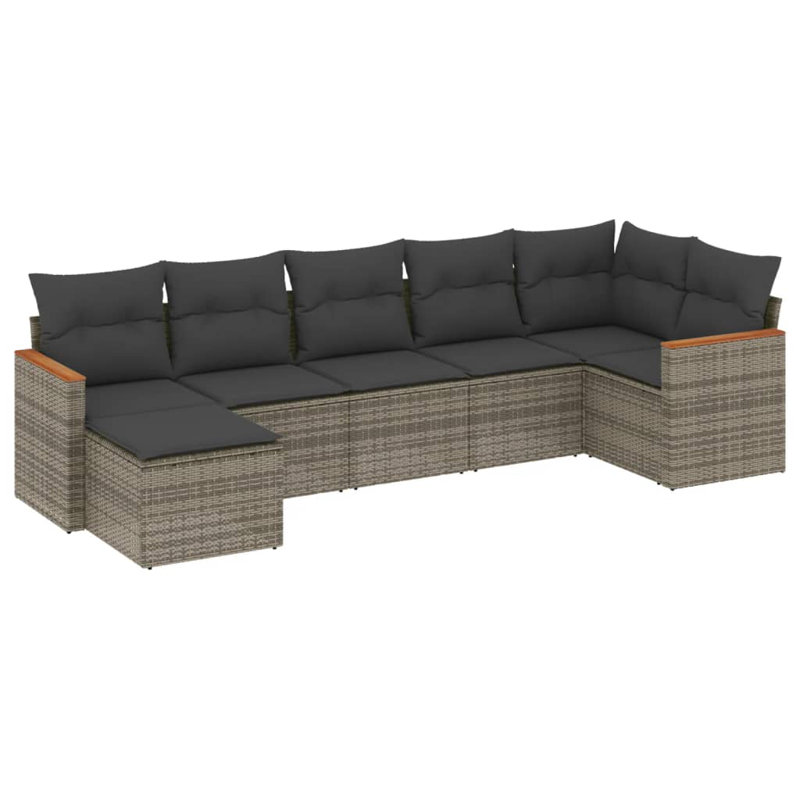 Ensemble de canapé de jardin Vidaxl PE rotin gris, acier thermolaqué, tissu de polyester