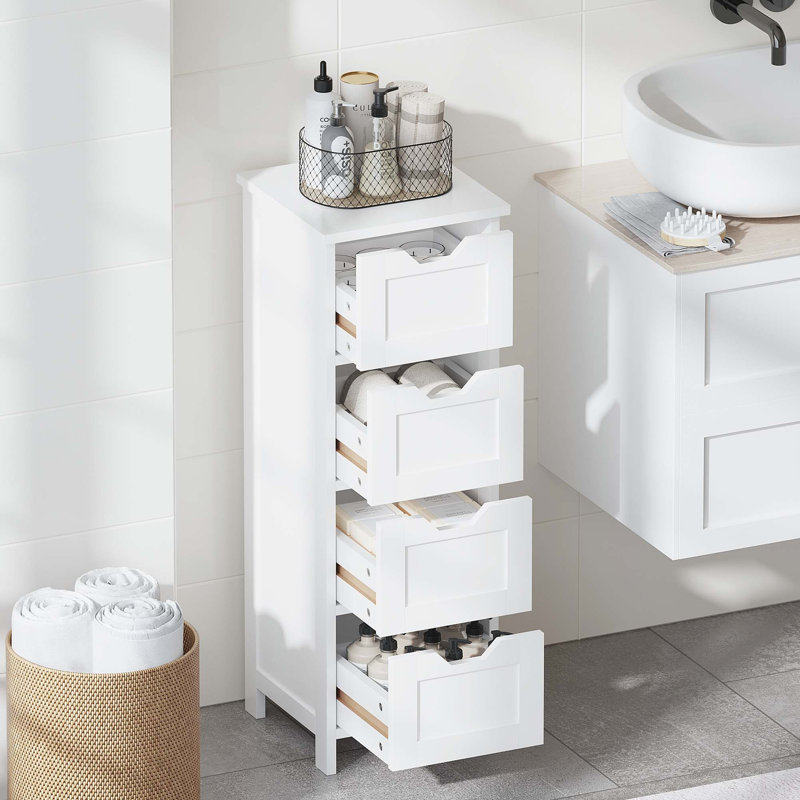 Space-Saving Bathroom Floor Cabinet with 4 Drawers