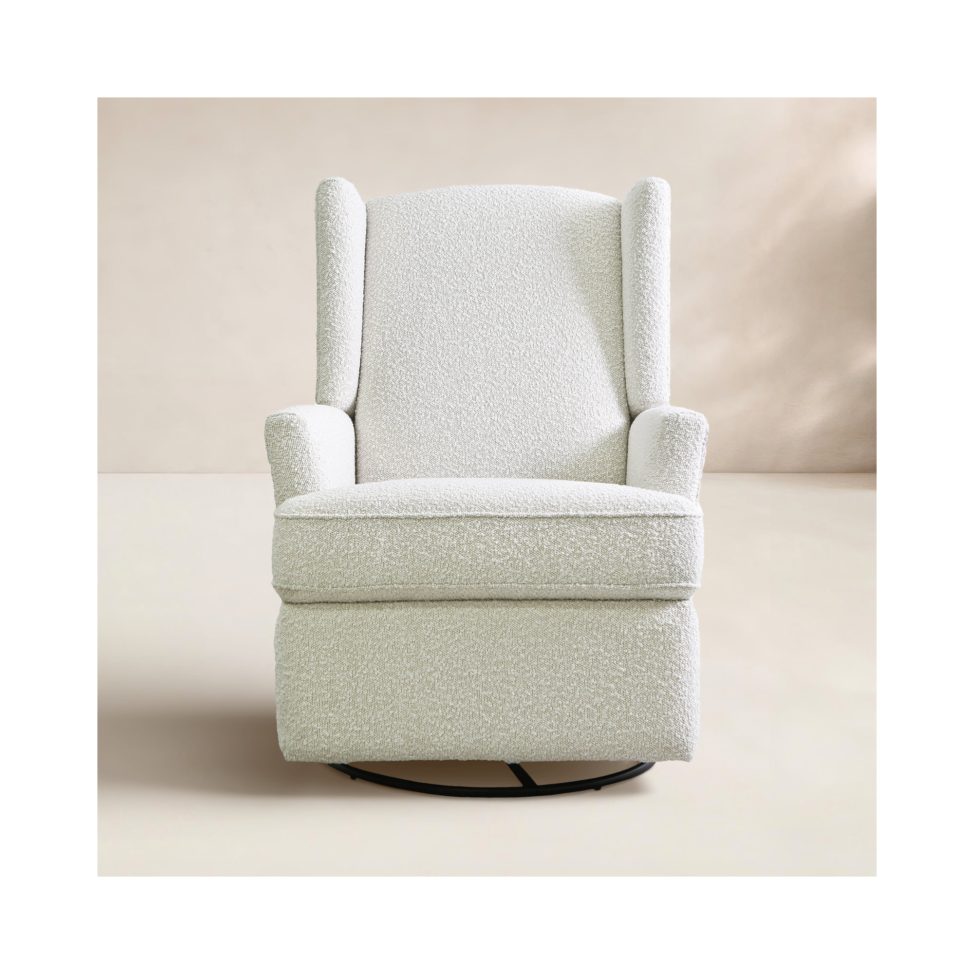 Heming Wingback Recliner Nursery Glider, Cream Boucle
