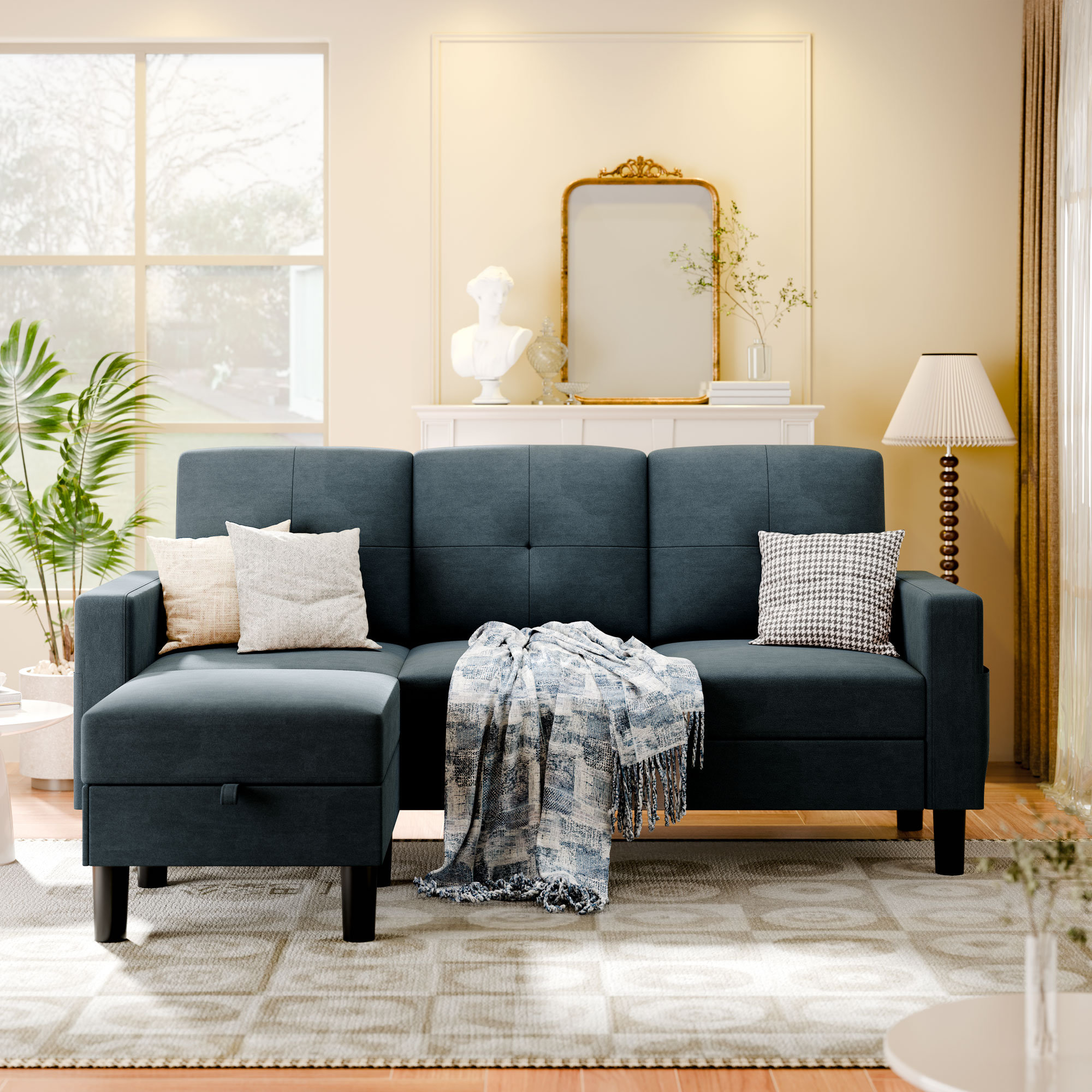 Zipcode Design™ Azura 76.4“ Sofa Couch with Ottoman \u0026 Reviews | Wayfair, image size:2000x2000