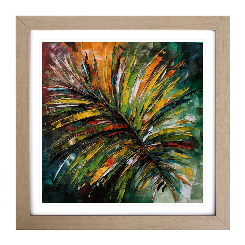 Palm Leaf Expressionism - Framed Print, Oak