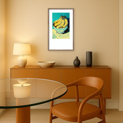 «Bowl of Bananas» par Treechild, impression sur bois encadrée