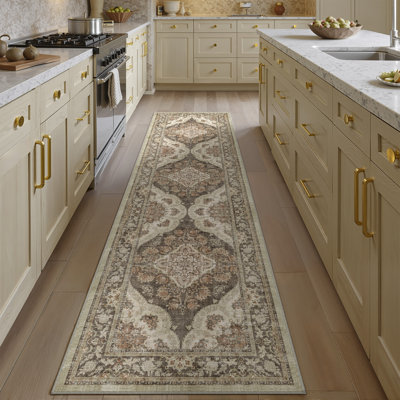 Elaine Machine Washable Oriental Area Rug With Non-Slip Backing