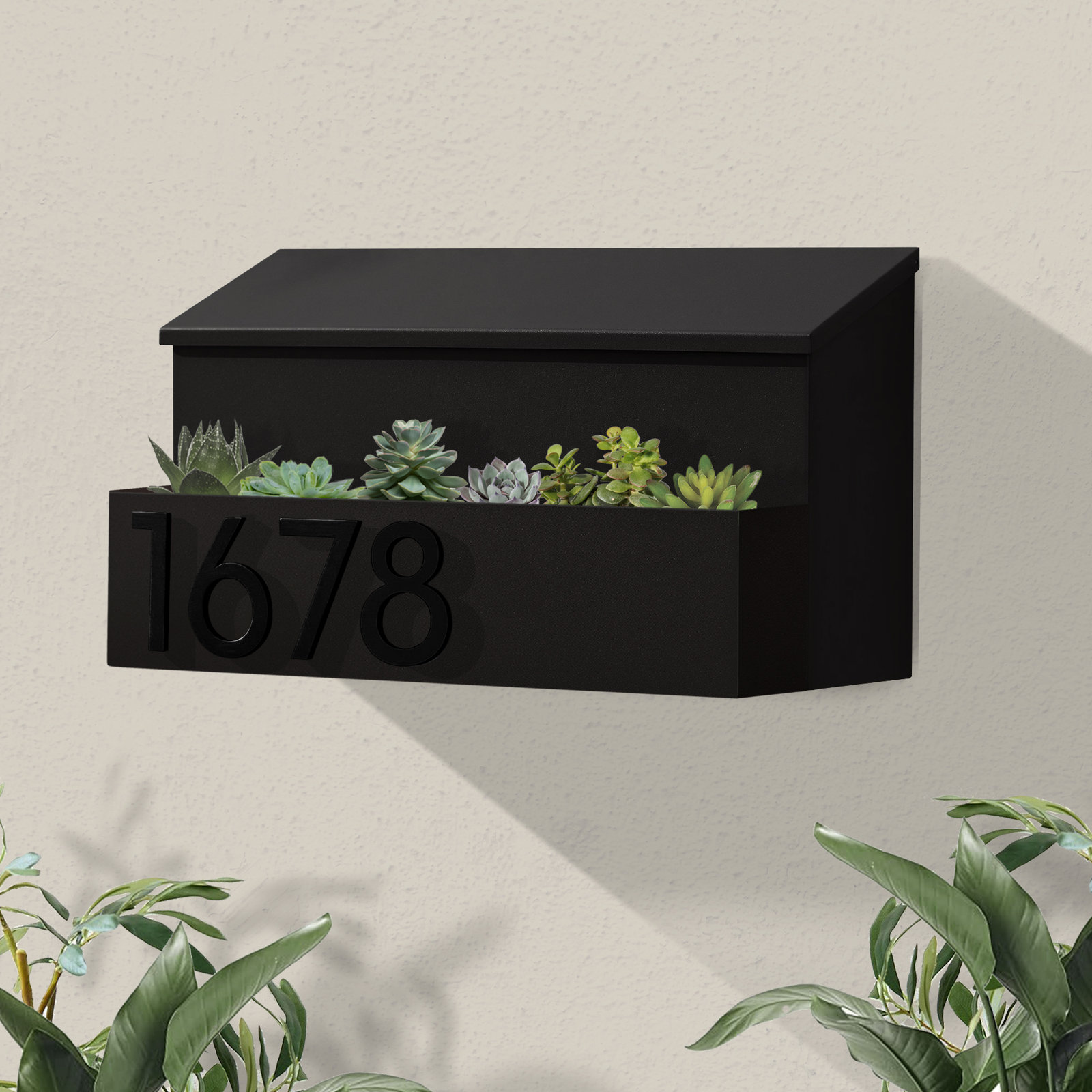Garden Steel Wall-Mounted Mailbox, Black, Yes, Black