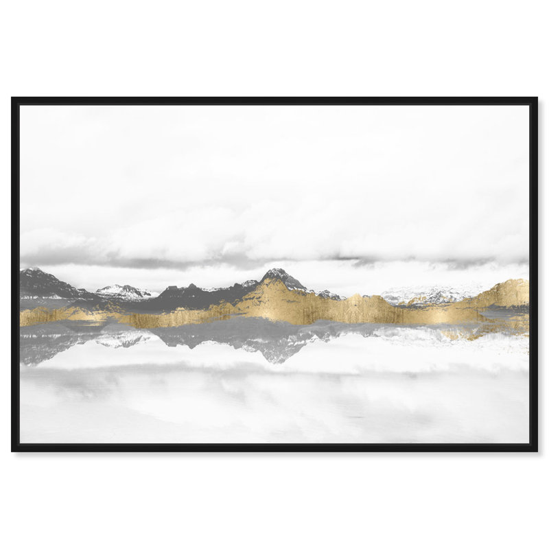«Abstract Stood Still and Wondered Gold Mountains», reproduction d'art graphique sur toile tendue, H 36 po x l 54 po, Noir