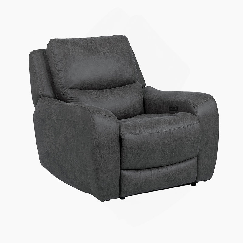 Contemporary Style Power Recliner Oversized Seat Track Arms Corner Blocked Hardwood frame High Density Foam Dark Gray Finish