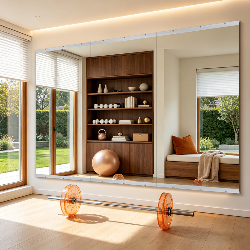 Home Gym Wall Mirror, Frameless Tempered Glass Mirror Full Length Mirror Dance Studio Mirror(Set of 3), 36" x 72", 3