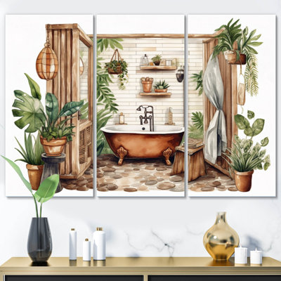 «Natural Bathroom Decor X», reproduction sur toile 3 pièces