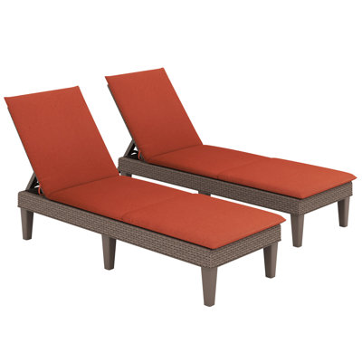 Fauteuil inclinable 2PCS avec dossier réglable à 3 positions et coussin brun et orange